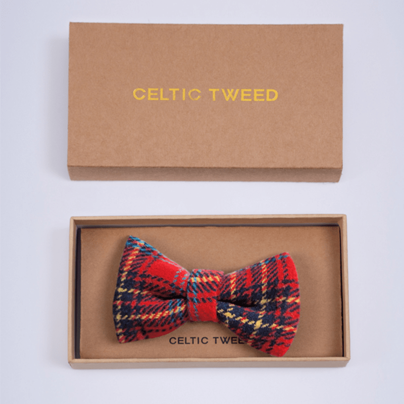 Nœud papillon en tweed tartan rouge