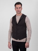 Le gilet en tweed d'O'Ceallaigh irlandais couleur tourbe avec revers