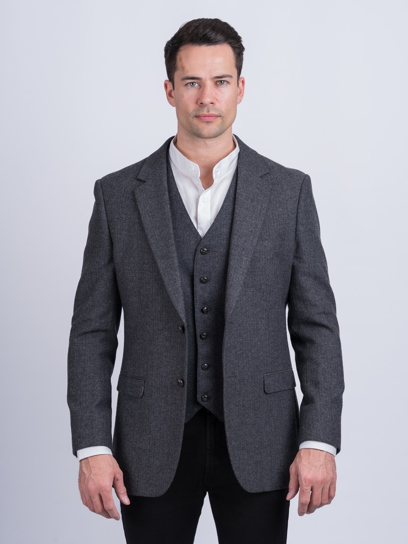 Heaney Grey Slim Fit Jacket