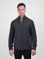 Veste Shackleton grise avec manches en tricot torsadé gris anthracite