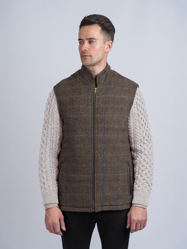 Horse Brown Shackleton Jacket with Natural Cable Knit Sleeve - Brown