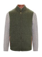 Veste Shackleton verte avec manches en tricot câblé Rocky Road