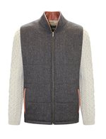 Veste Shackleton marron avec manches en tricot torsadé naturel